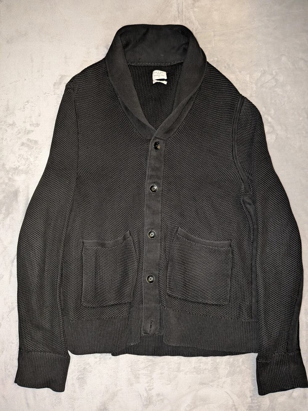 Rag & Bone Standard Issue Shawl Collar Cardigan Sweater Mens XXL Black Knit